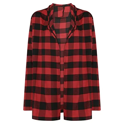 BONIXOOM Long Shacket Jacket Women 2024 Plaid Printed Open Front Coat Cardigan Long Sleeve Loose Outerwear Outwear Shirts