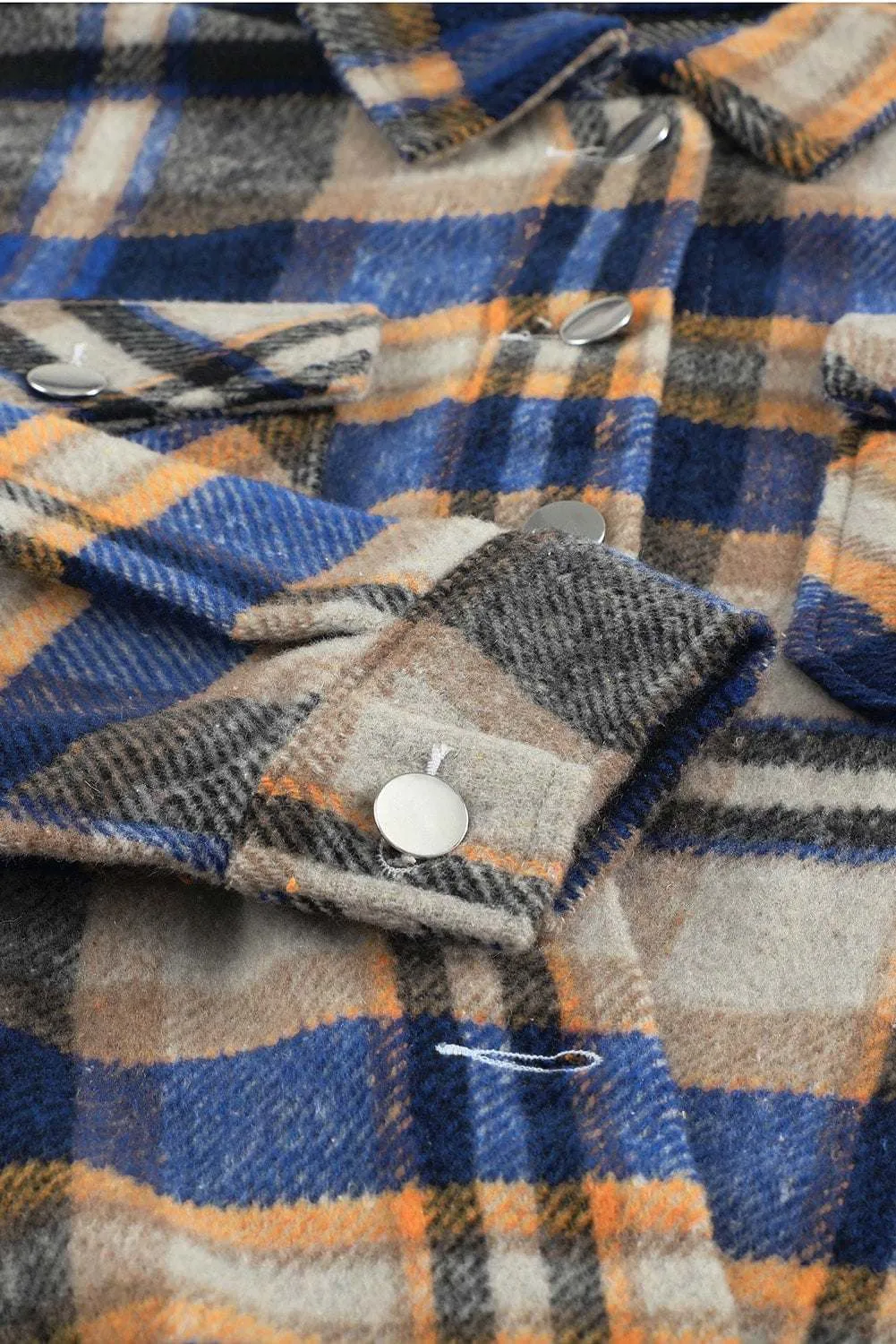 Brown Plaid Button Up Long Sleeve Flannel Shacket - Trendy Style