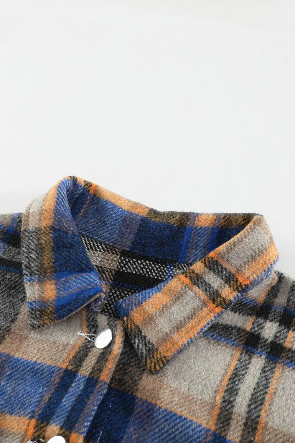 Brown Plaid Button Up Long Sleeve Flannel Shacket - Trendy Style