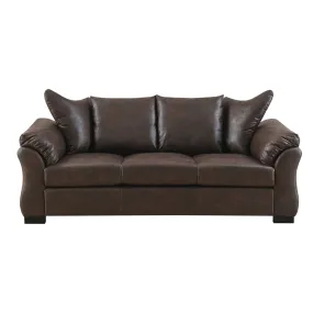 Brown Polished Microfiber Sofa with Removable Cushions – Transitional Modern Design