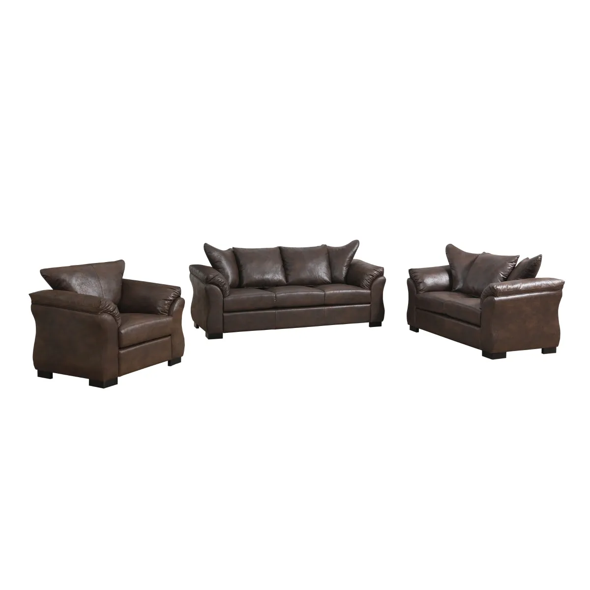 Brown Polished Microfiber Sofa with Removable Cushions – Transitional Modern Design