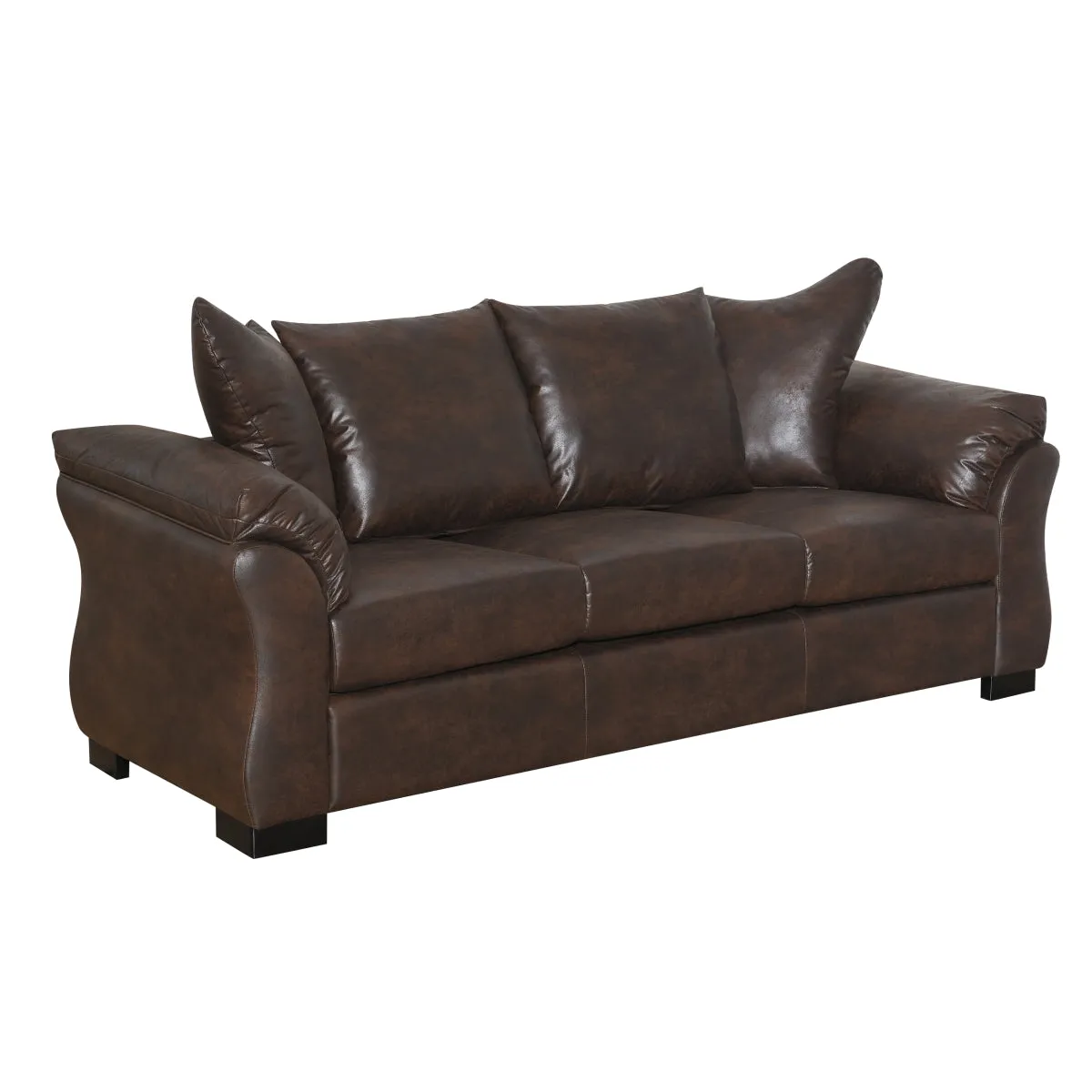 Brown Polished Microfiber Sofa with Removable Cushions – Transitional Modern Design