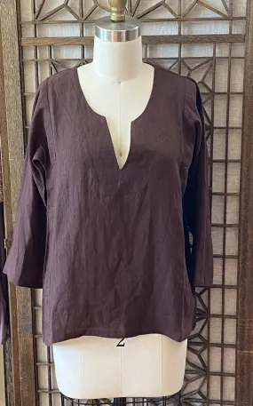 Caftan Top in Rosewood Linen