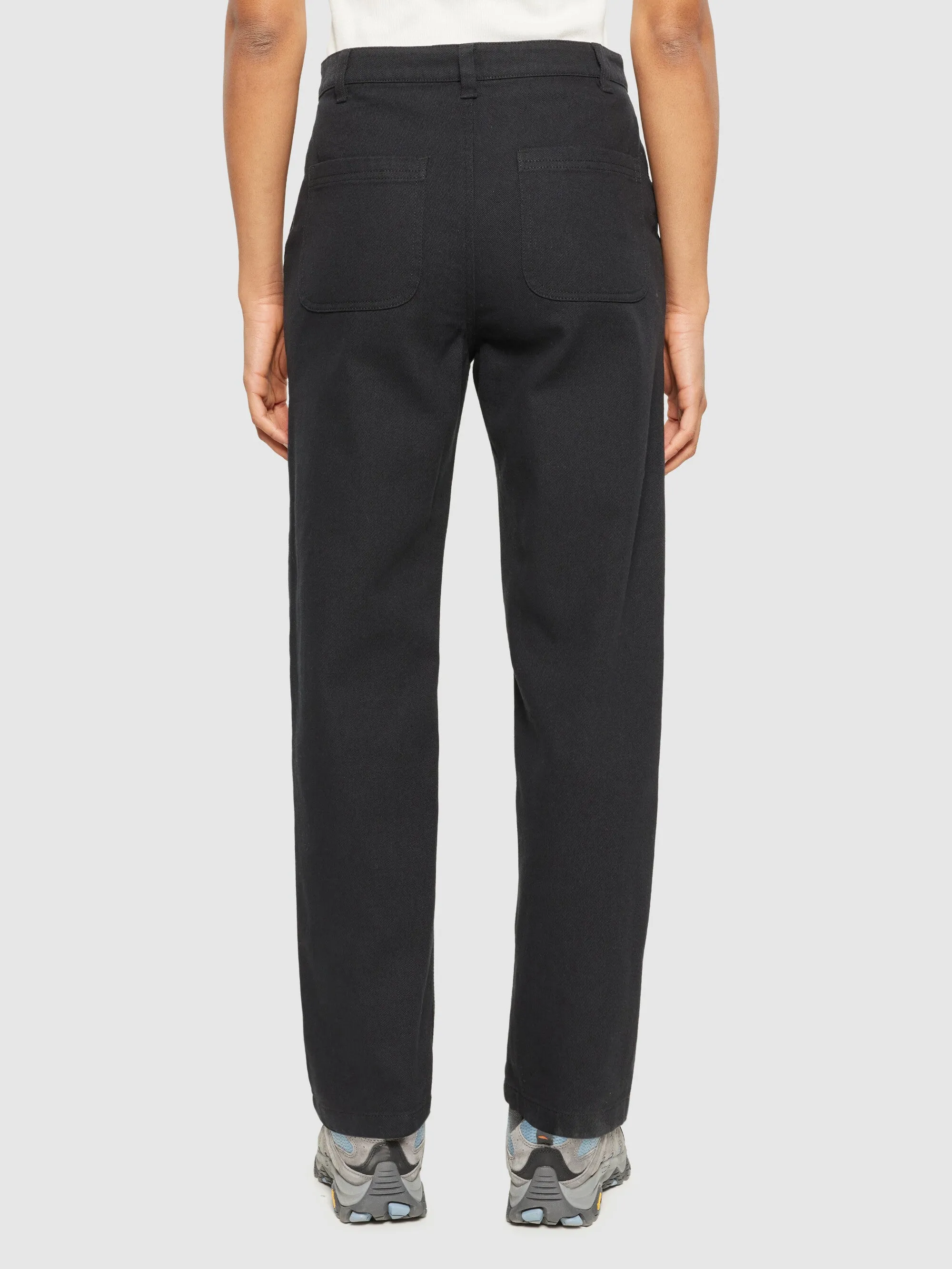 CALLA tapered mid-rise twill workwear pants - GOTS/Vegan - Black Jet