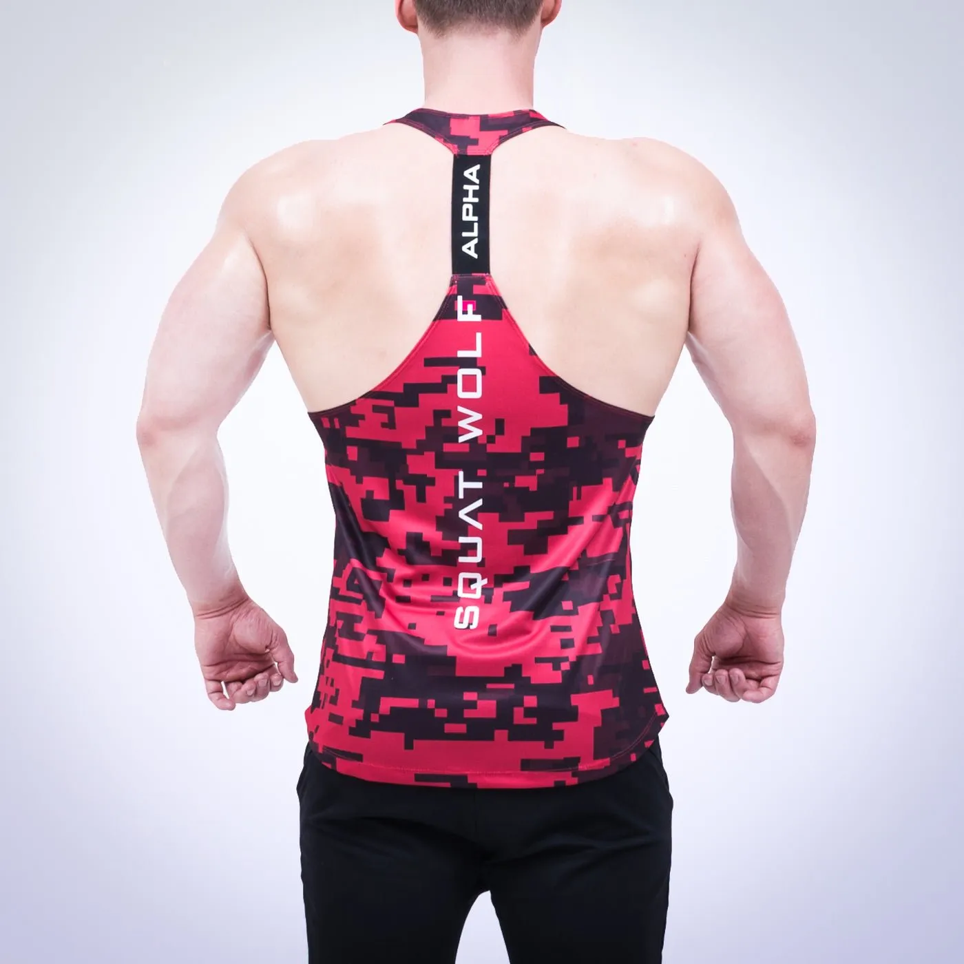 CAMO RED GYM STRINGER