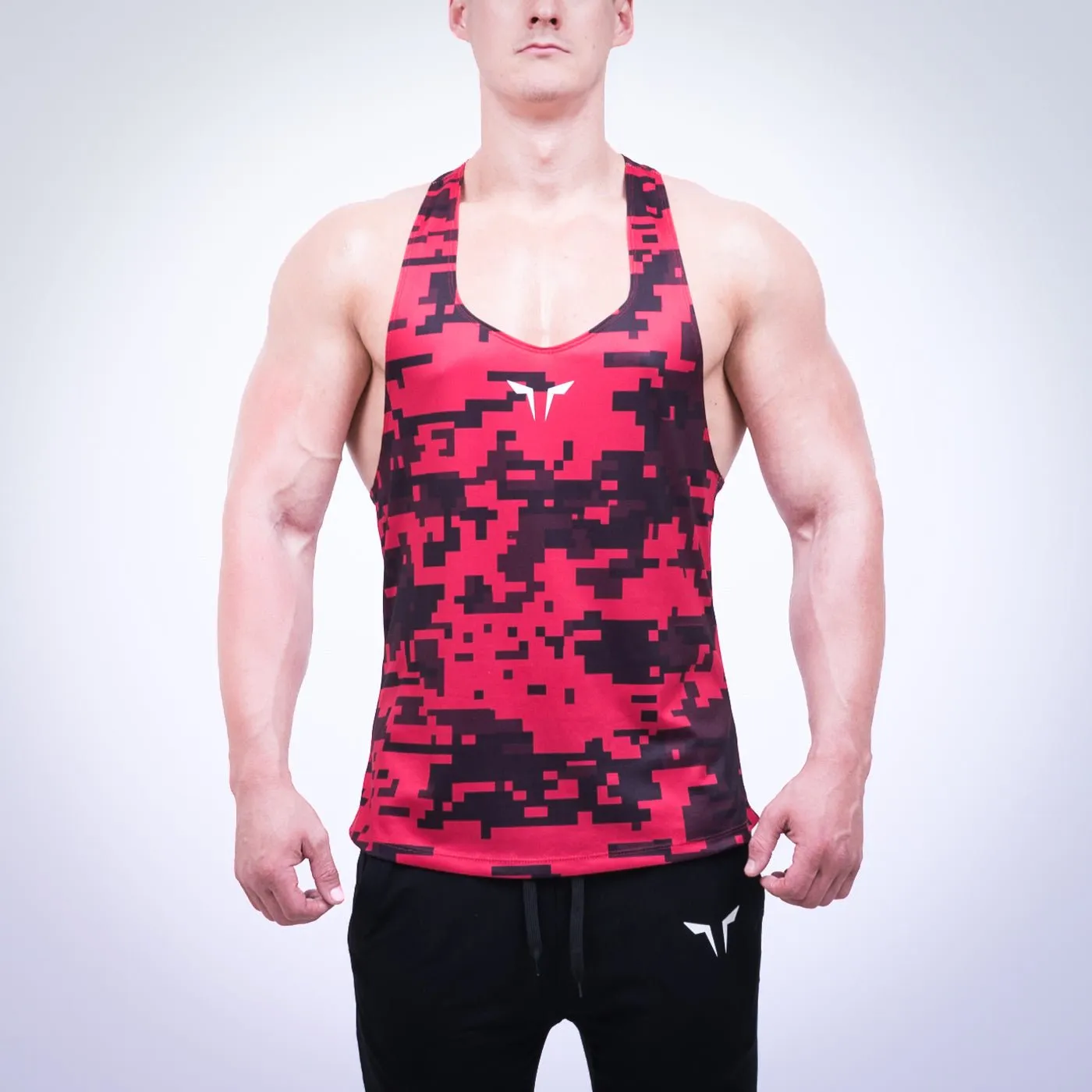 CAMO RED GYM STRINGER