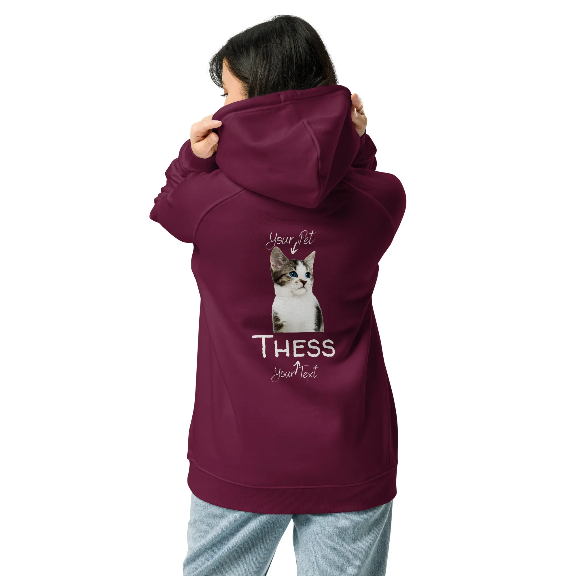 Cat unisex hoodie, organic cotton