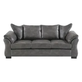 Charcoal Microfiber Sofa with Reversible Cushions and Flared Arms