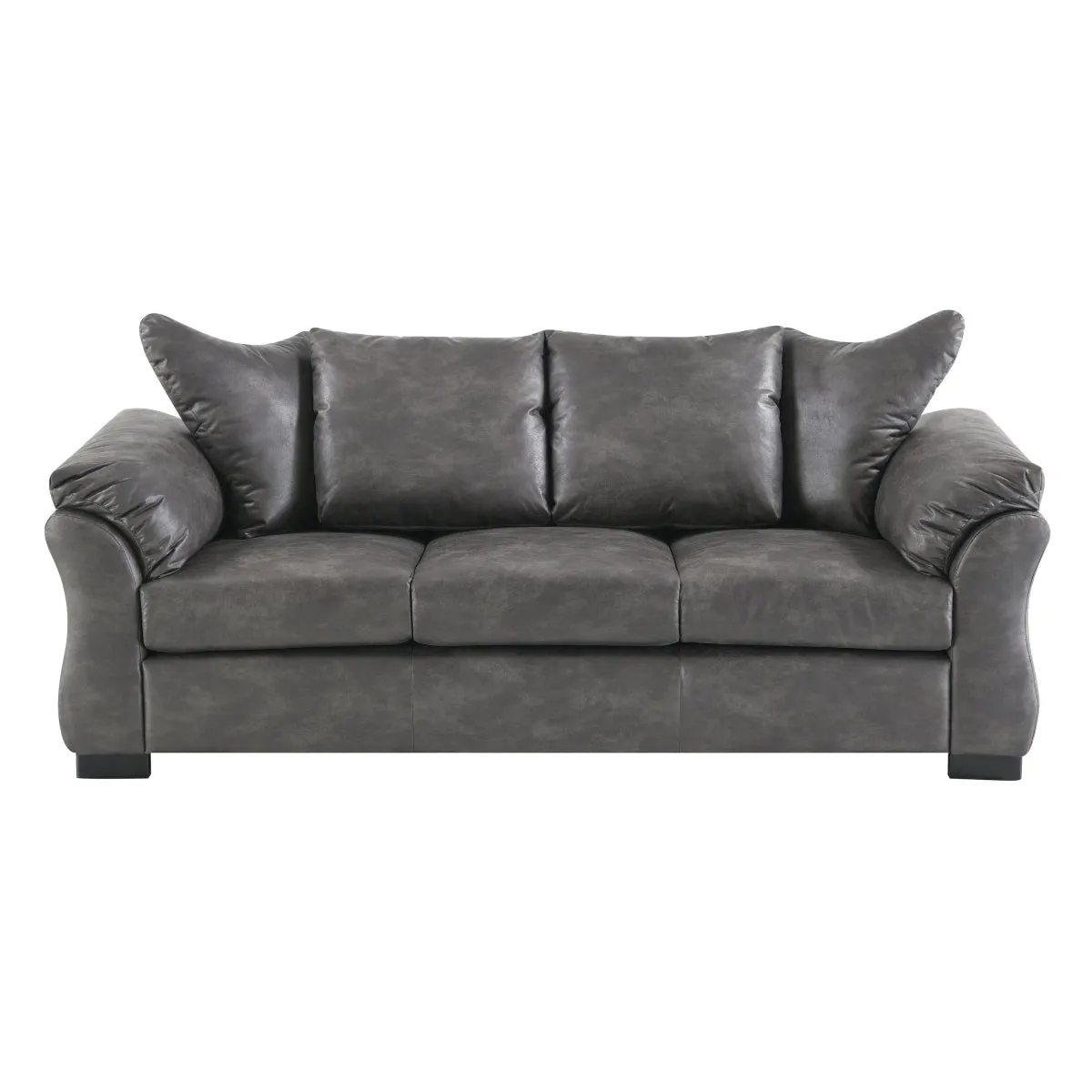 Charcoal Microfiber Sofa with Reversible Cushions and Flared Arms