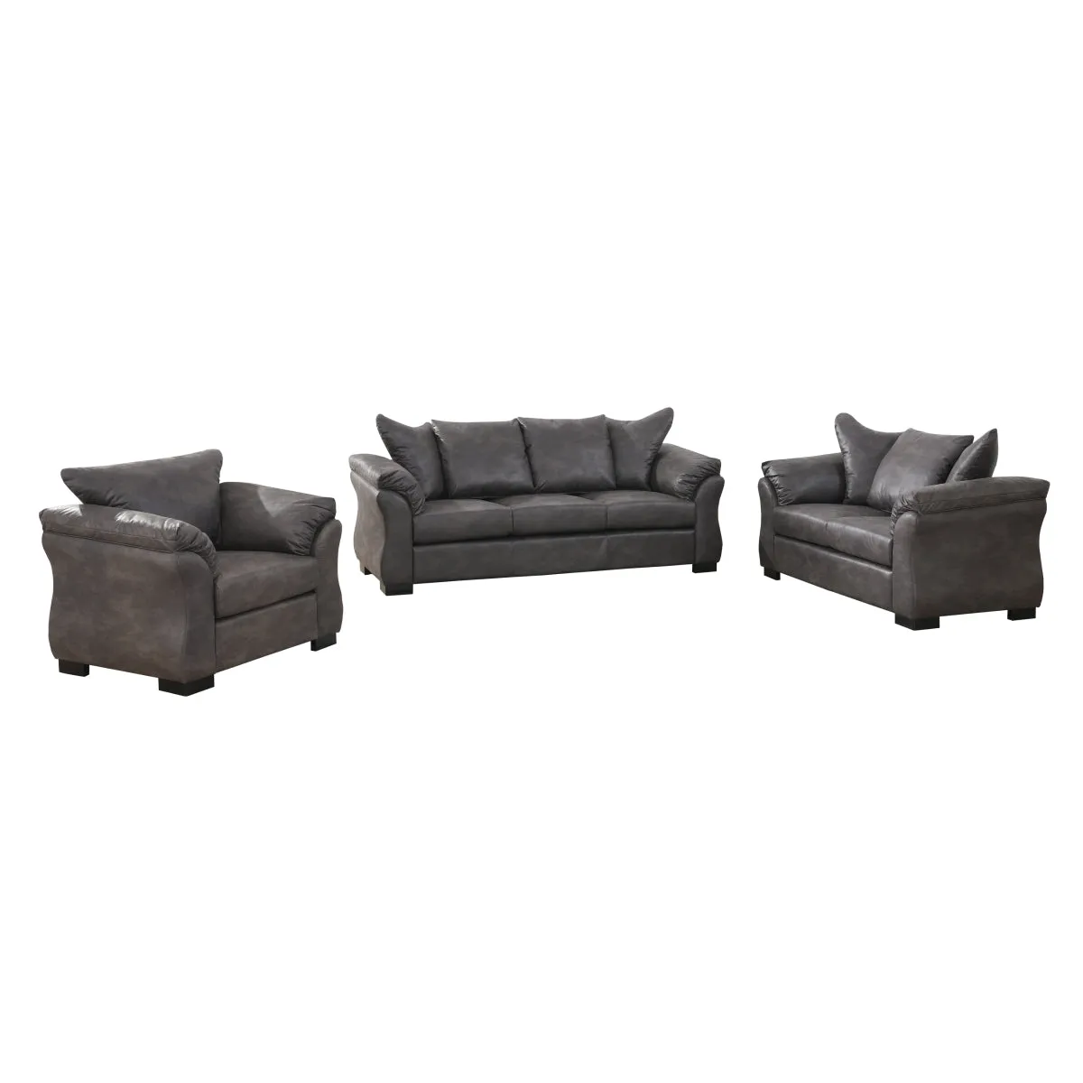 Charcoal Microfiber Sofa with Reversible Cushions and Flared Arms