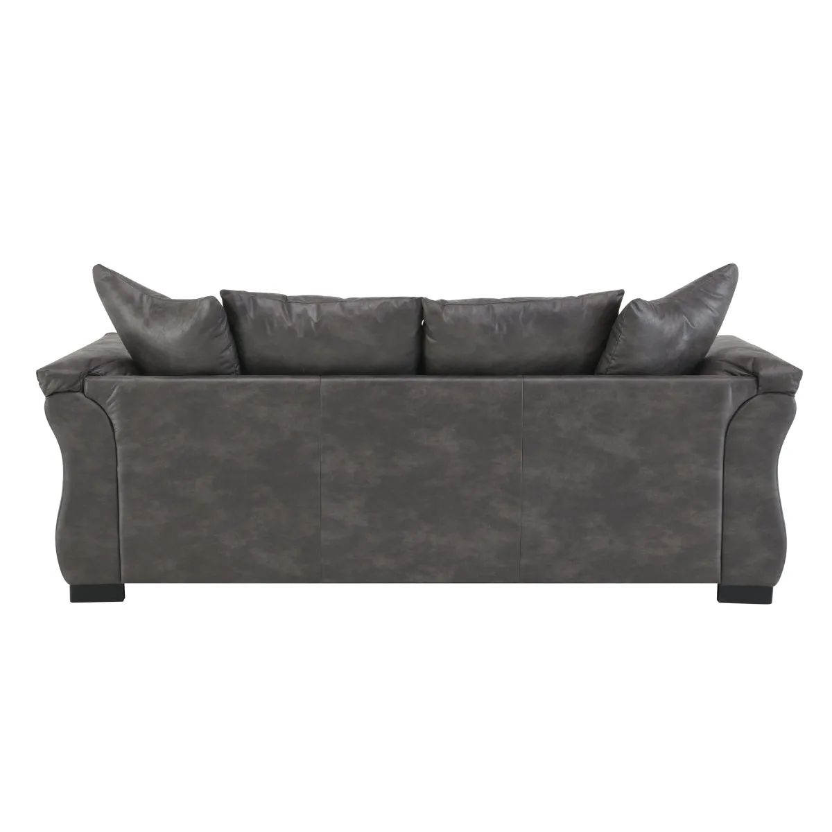 Charcoal Microfiber Sofa with Reversible Cushions and Flared Arms