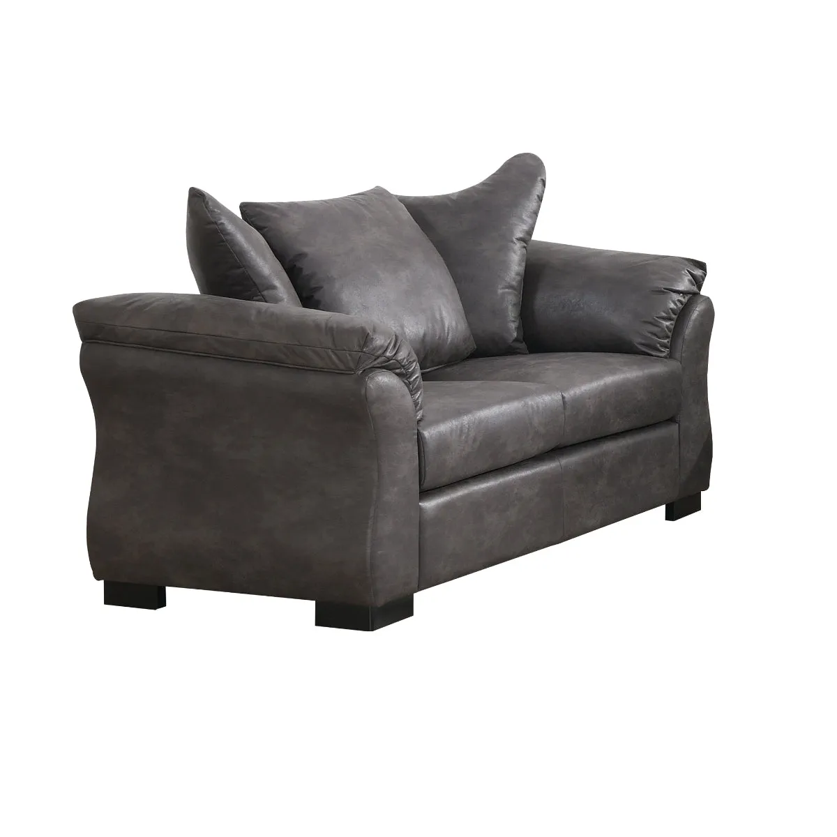 Charcoal Polished Microfiber Loveseat - Transitional Modern Design