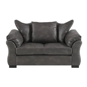 Charcoal Polished Microfiber Loveseat - Transitional Modern Design