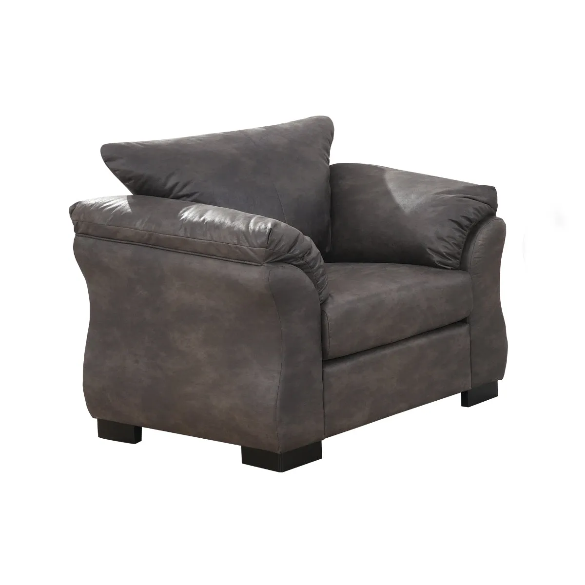 Charcoal Transitional Modern Chair with Pillow-Style Back & Flared Arms