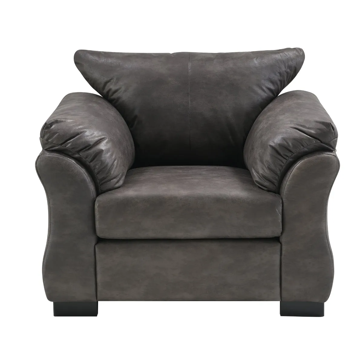 Charcoal Transitional Modern Chair with Pillow-Style Back & Flared Arms