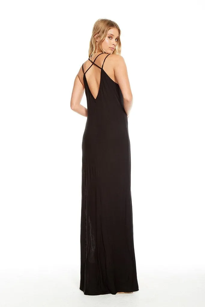 Chaser - Cross Back Bias Cut Maxi Black