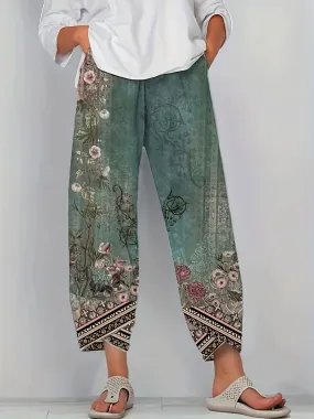 Chic Floral Print Cropped Pants Casual Comfortable Stylish Womens Fashion