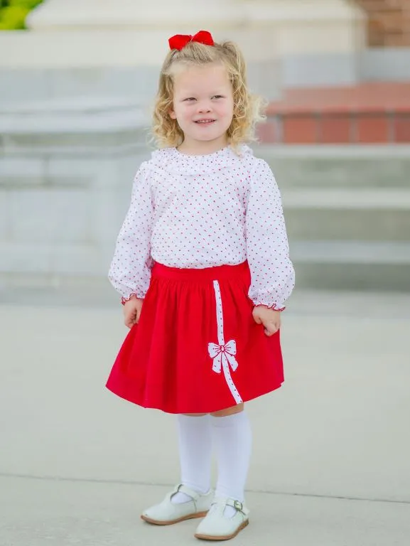 Christmas Red Bows Corduroy Bow Skirt