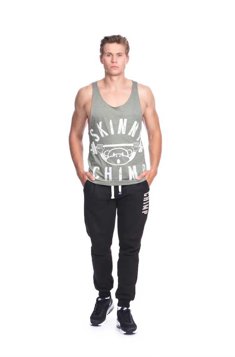 Classic Raw Cut Gym Vest -  Khaki White