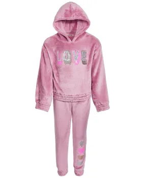 Colette Lilly Little Girls Cozy Pullover Hoodie & Jogger Pants Set - Heather Rose