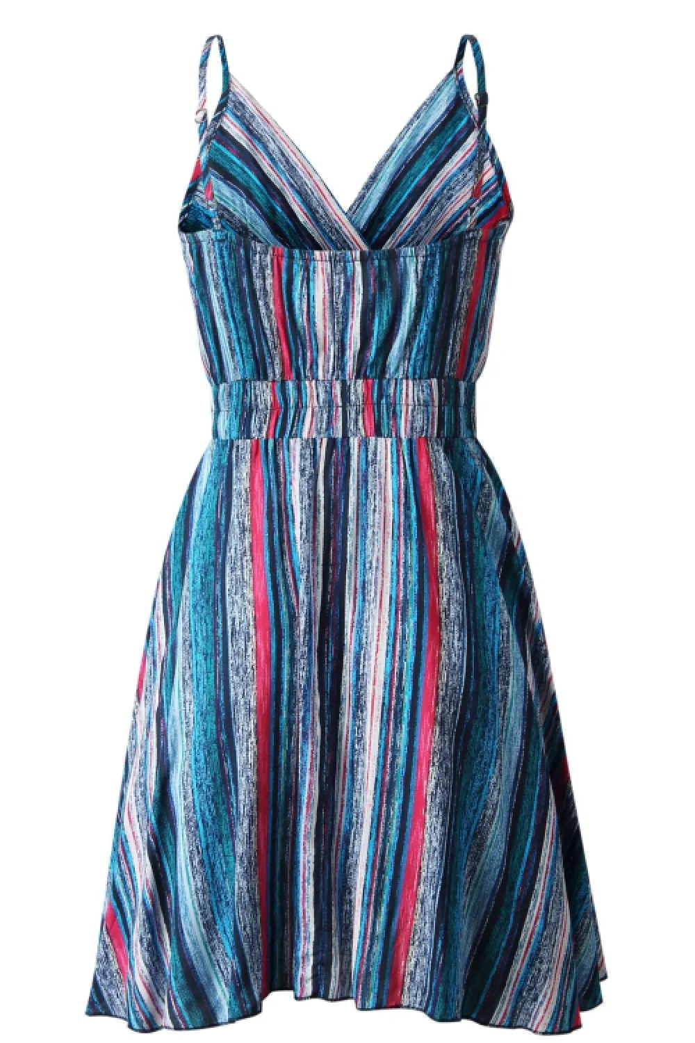 Coloful Stripe V Neck Slip Dress