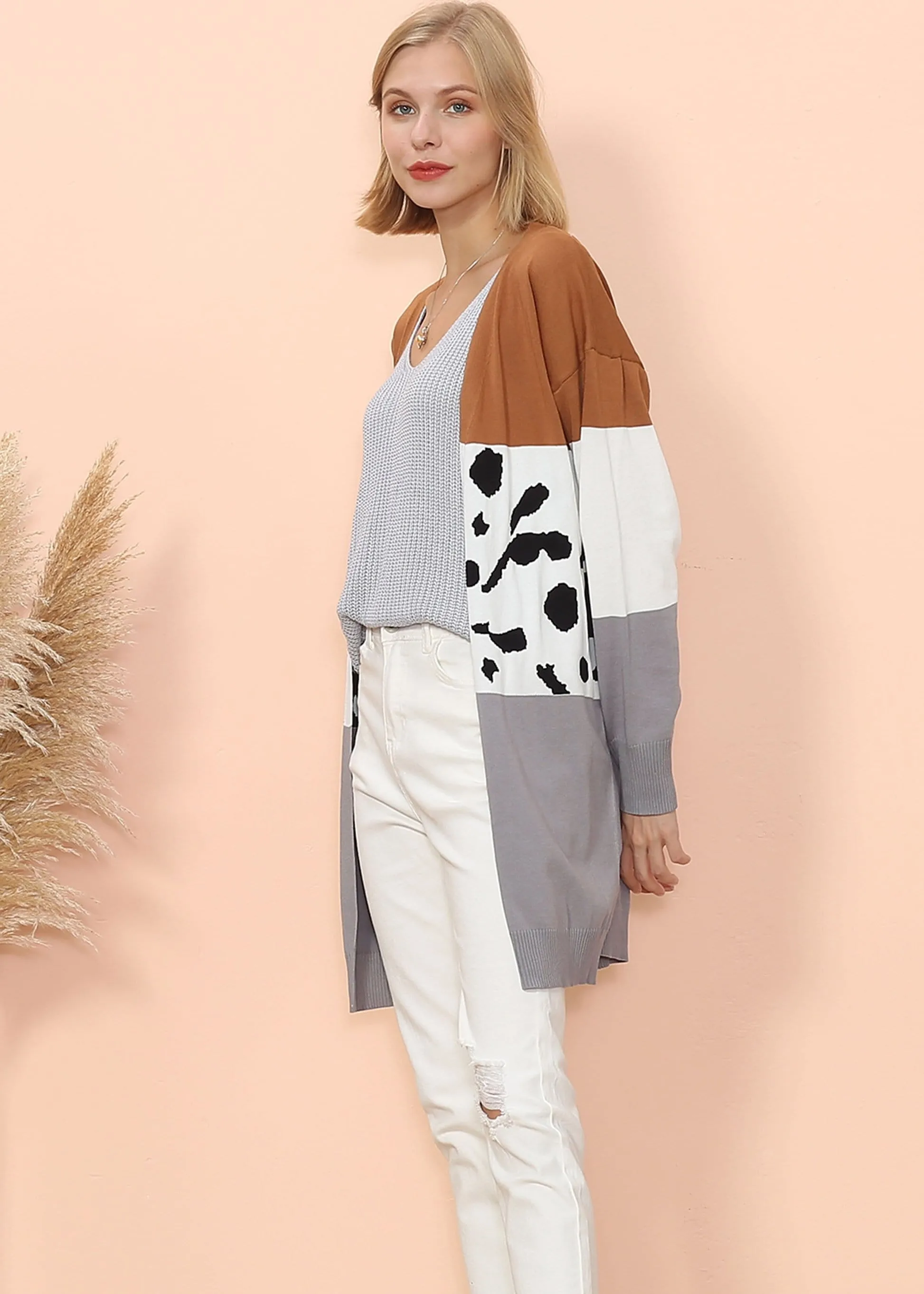 Color Block Long Sleeve Cardigan