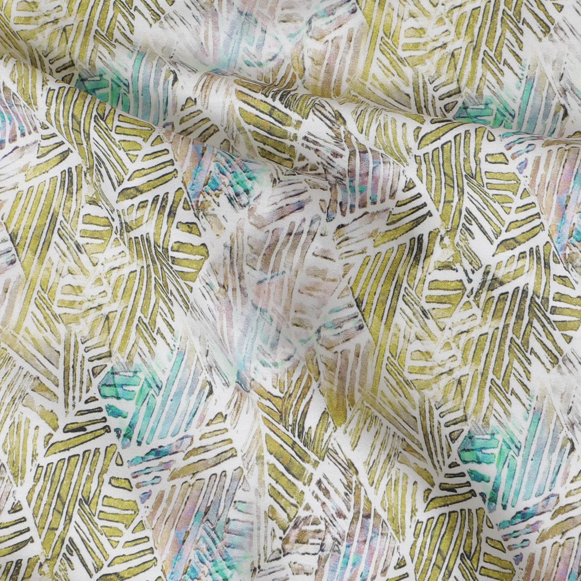 Contemporary Cotton Satin Fabric with Abstract Pastel Design, 110 cm Wide-D19198