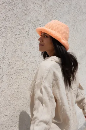 Coral Crochet Bucket Hat