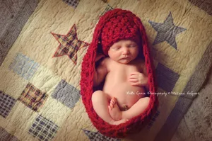 Cranberry Red Baby Bowl And Hat Set