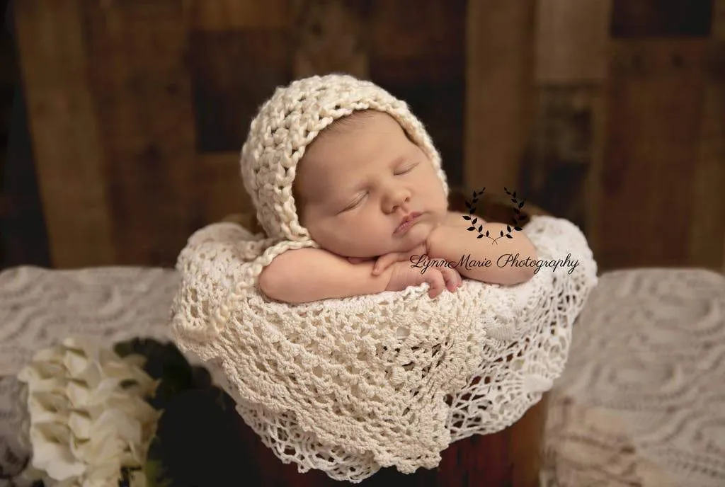 Cream Cotton Baby Bonnet Hat