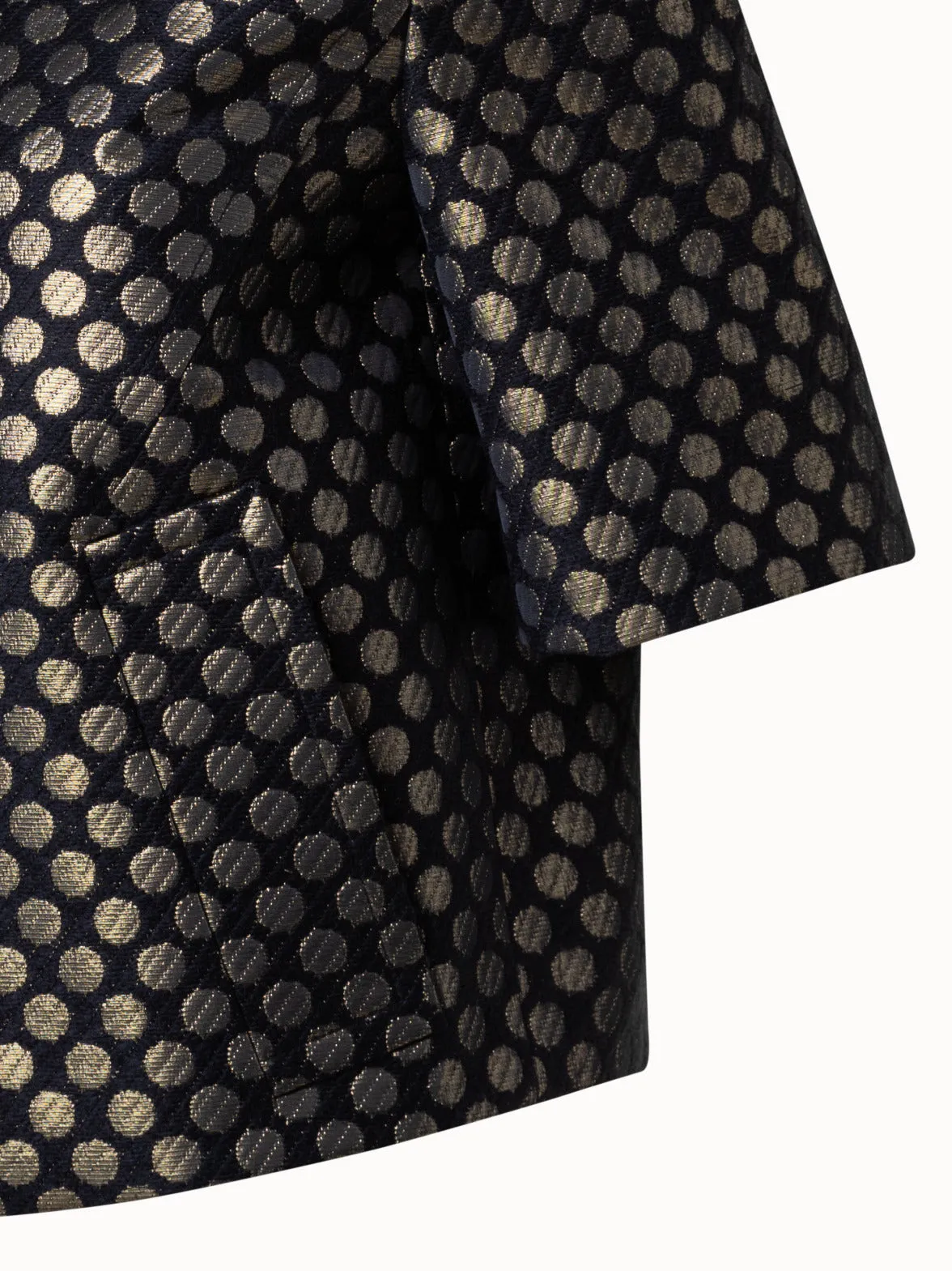 Cropped Cotton Jacket with Metallic Polka Dot Jacquard