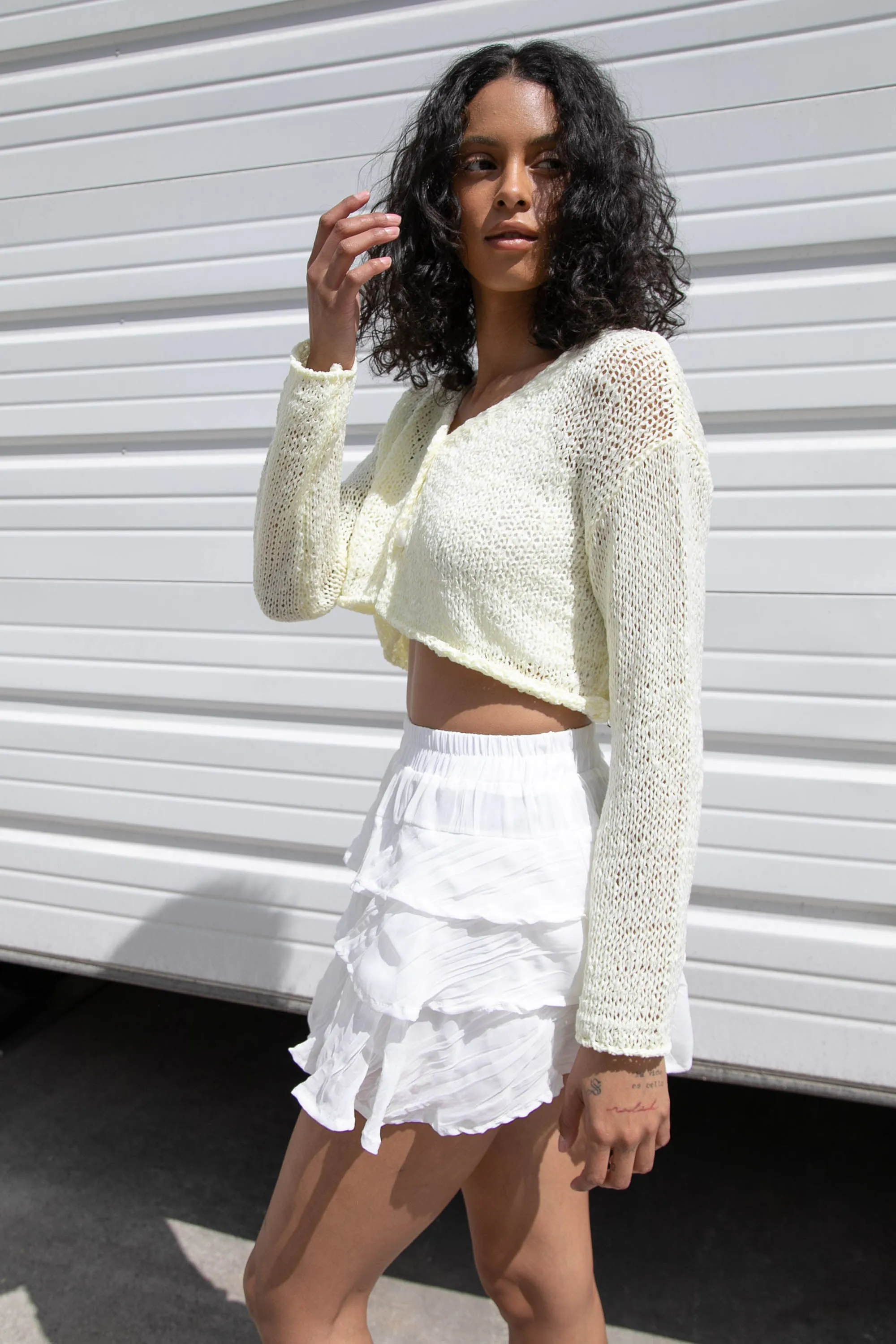 CROPPED CROCHET CARDIGAN