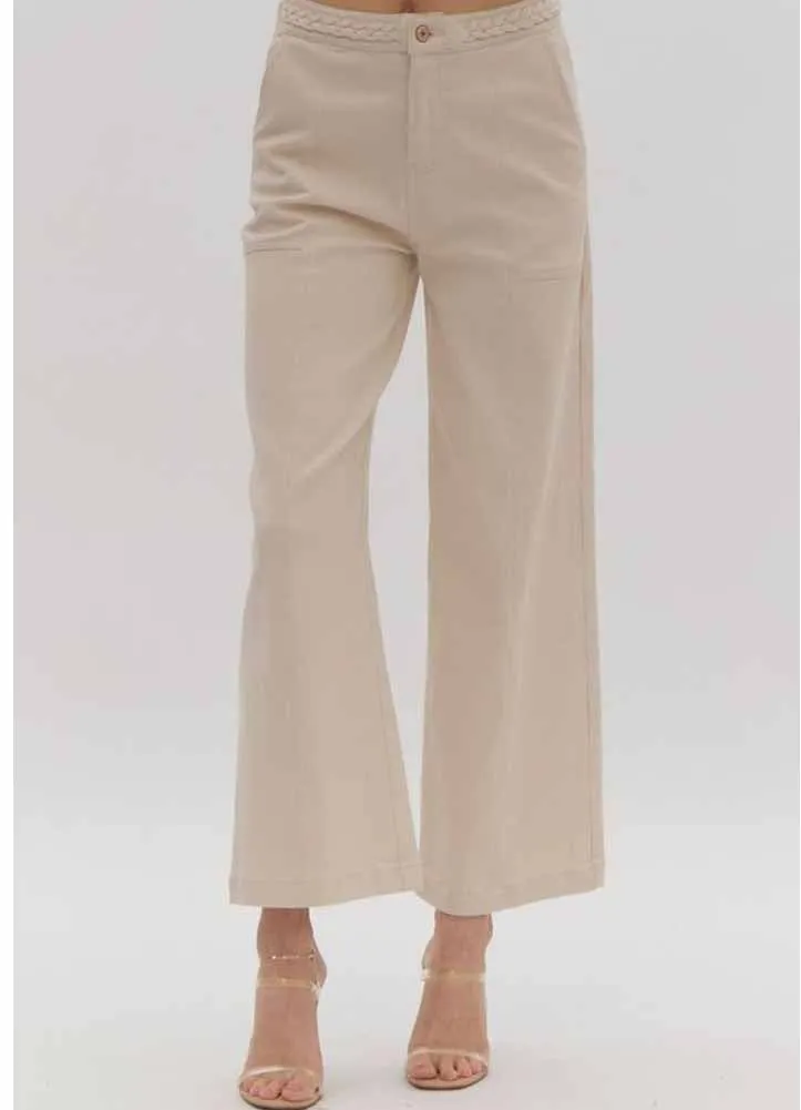 Cropped Wide Leg Pants in Sand by Entro