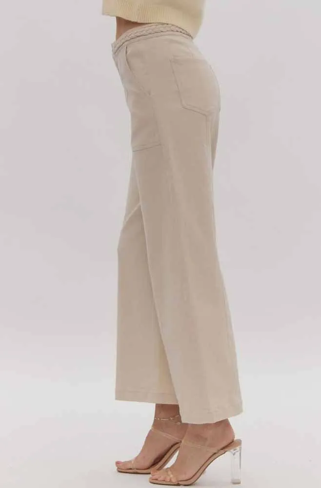 Cropped Wide Leg Pants in Sand by Entro