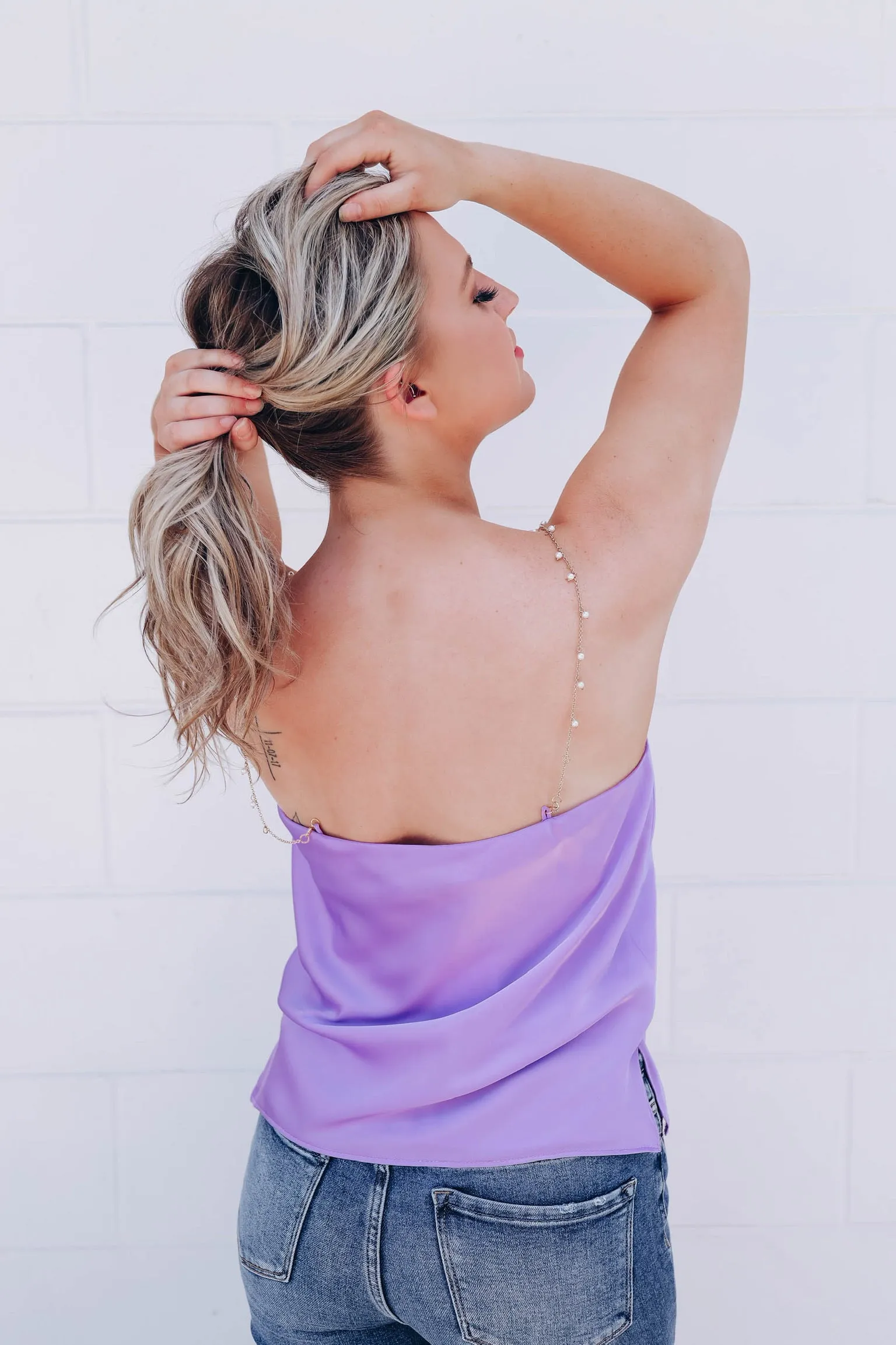 Daffy Draped Satin Cami - Lavender