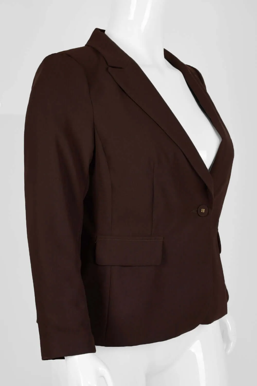 Danillo Notched Collar One Button Long Sleeve  Gabardine Blazer (Plus Size)