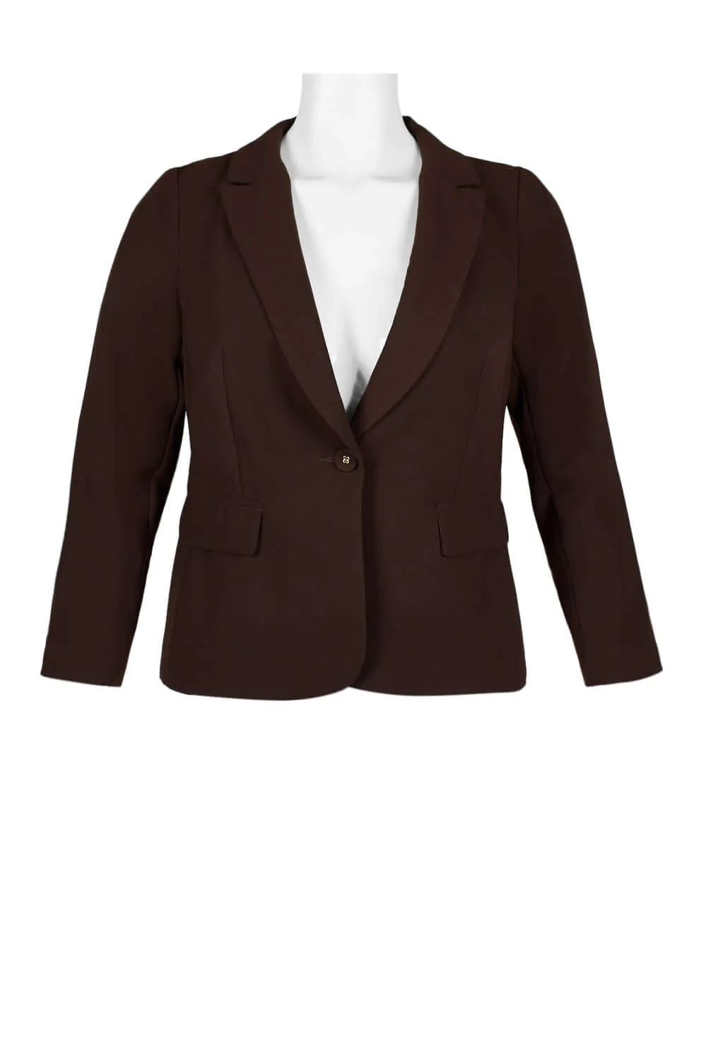 Danillo Notched Collar One Button Long Sleeve  Gabardine Blazer (Plus Size)