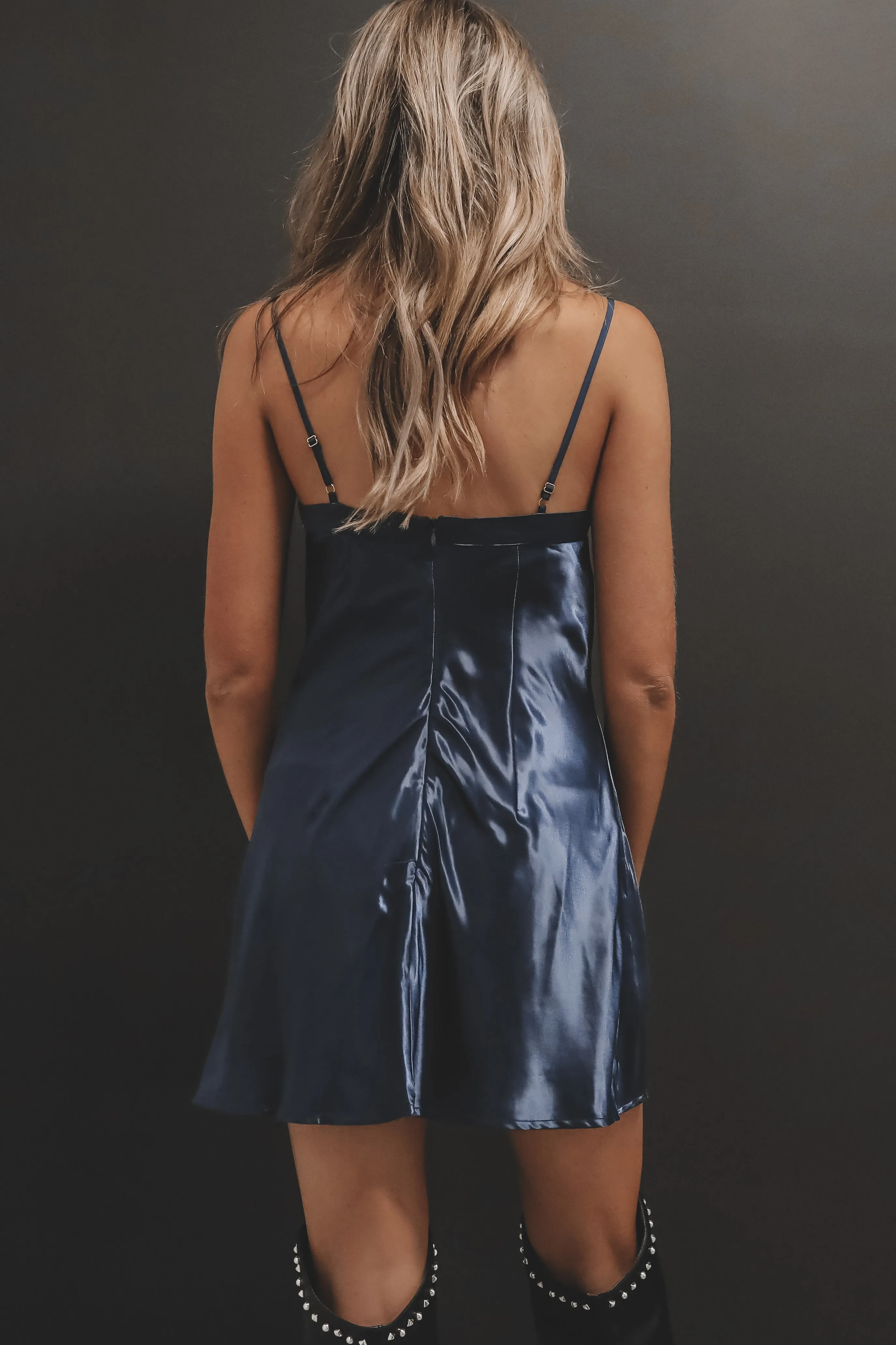 DEAL Hooked On You Buckle Satin Slip Mini Dress