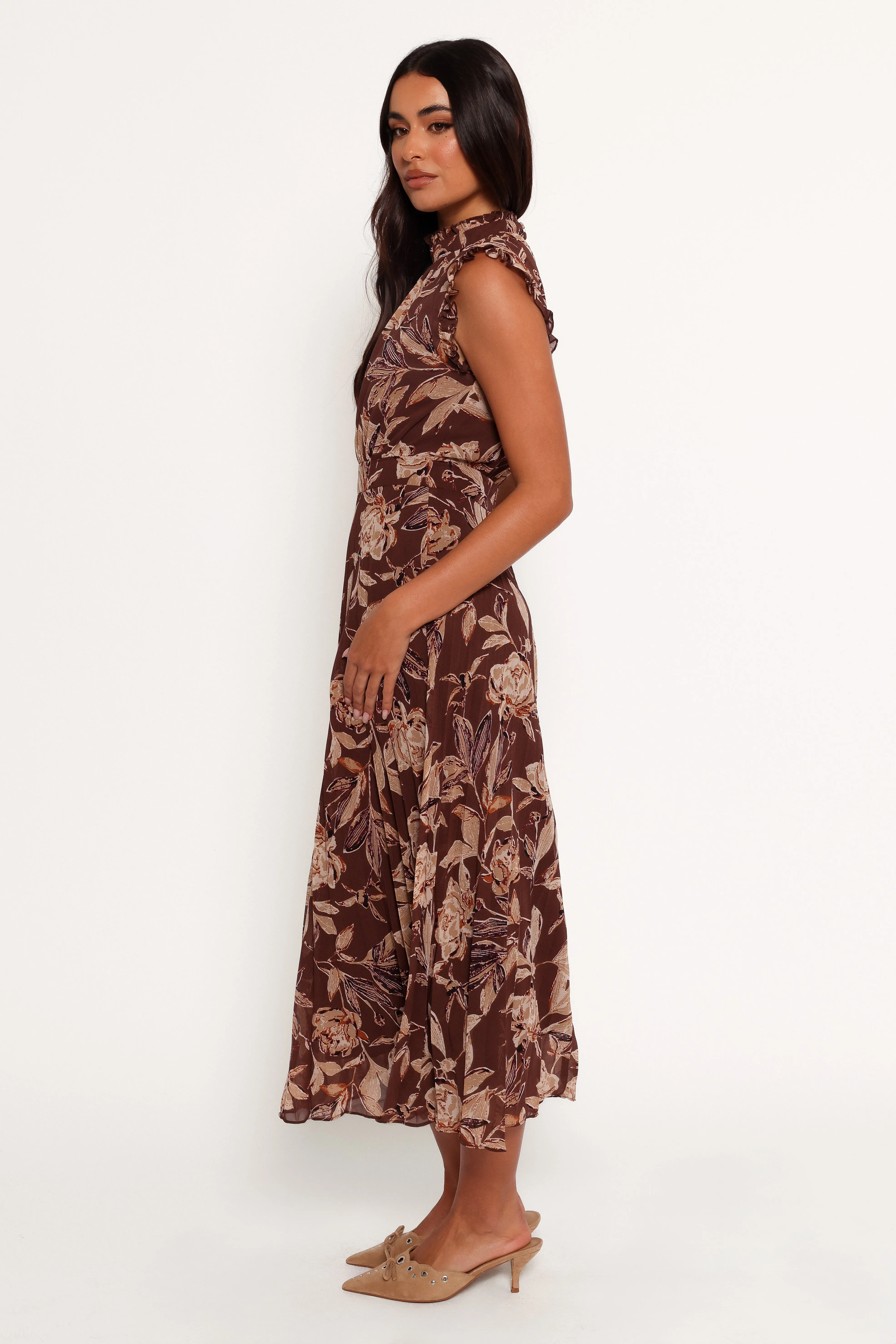 Delphine Maxi Dress - Brown Floral