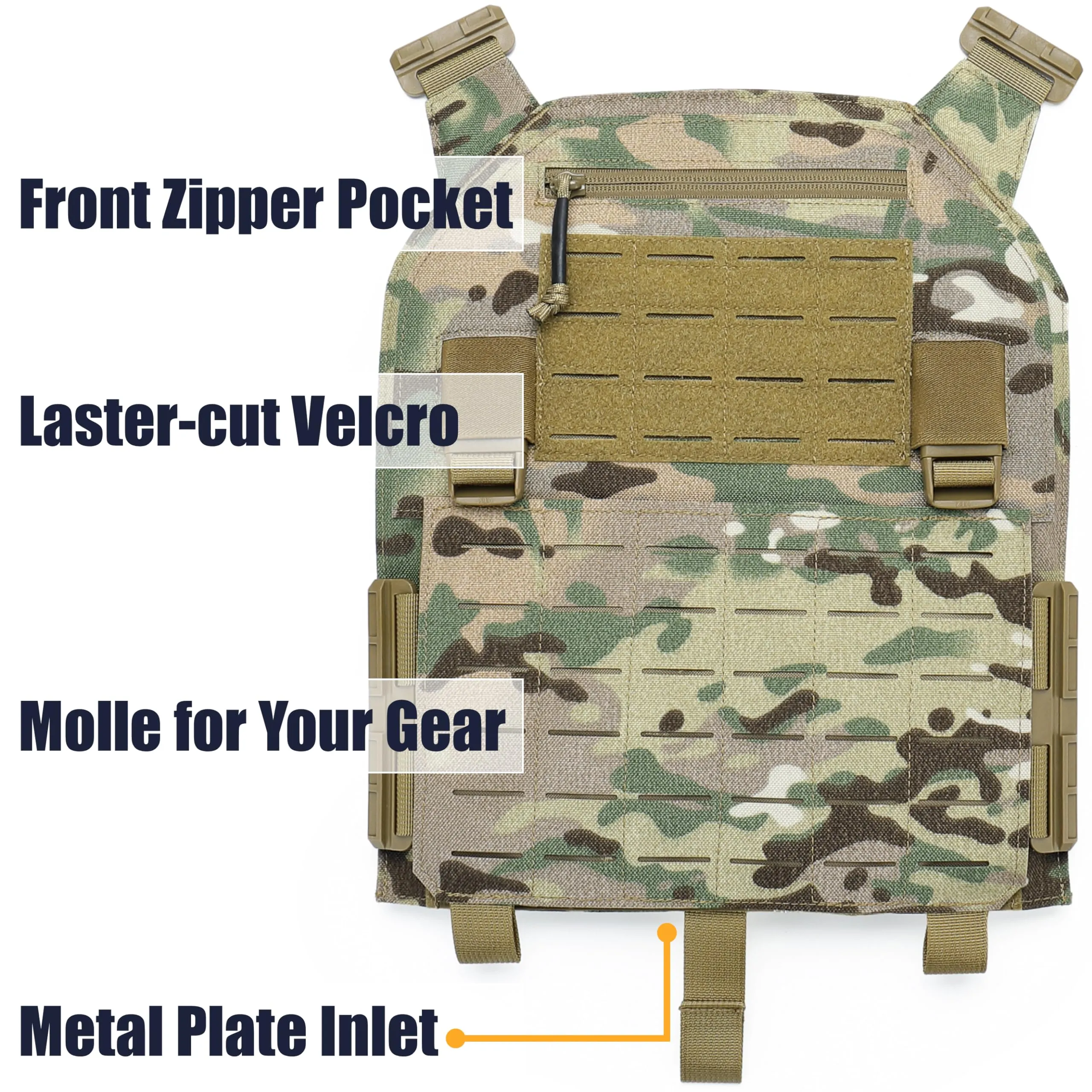 DEYACE Molle Quick Release Vest for Men, Fully Adjustable Breathable Weighted Vest with 3D Mesh Liner (ocp camouflage)