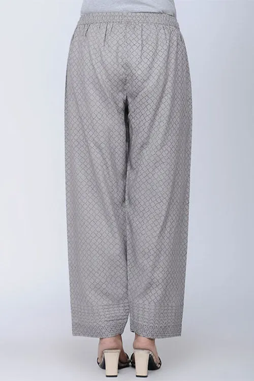 Dharan 'Printed Straight Pants' Grey Block Printed Pants