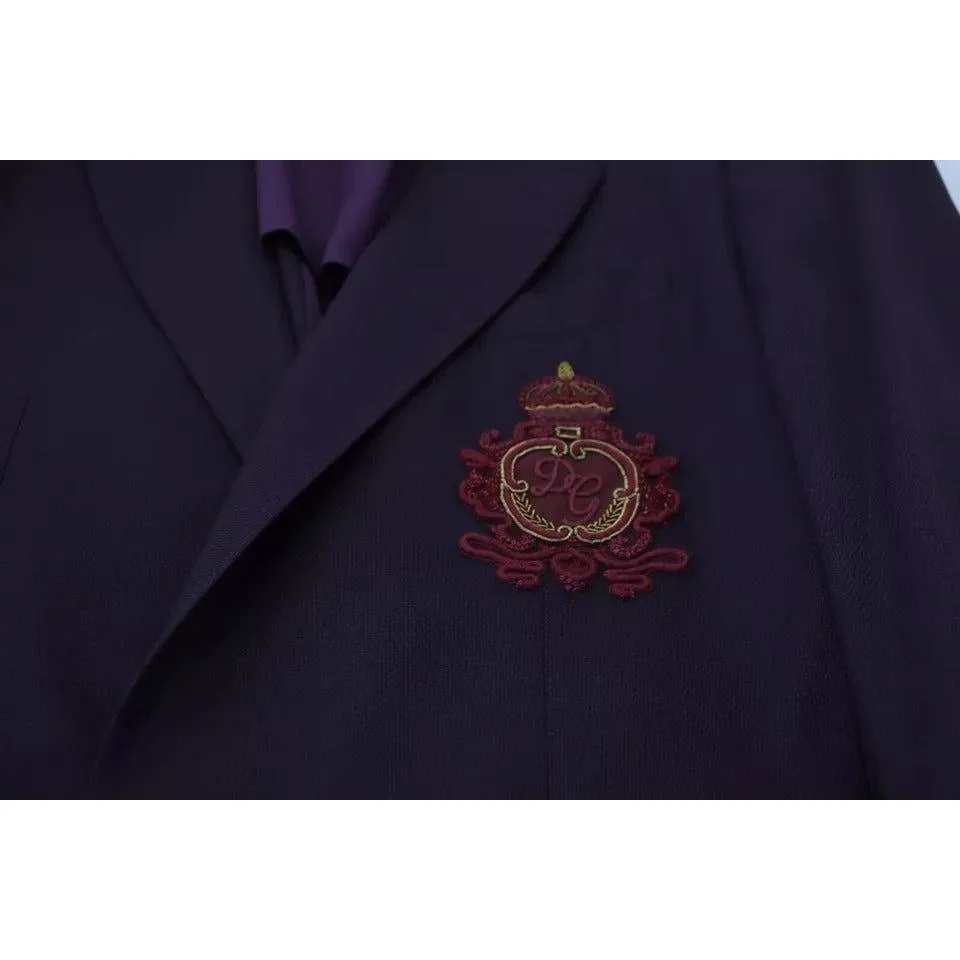 Dolce & Gabbana Purple Logo Single Breasted Wool Blazer