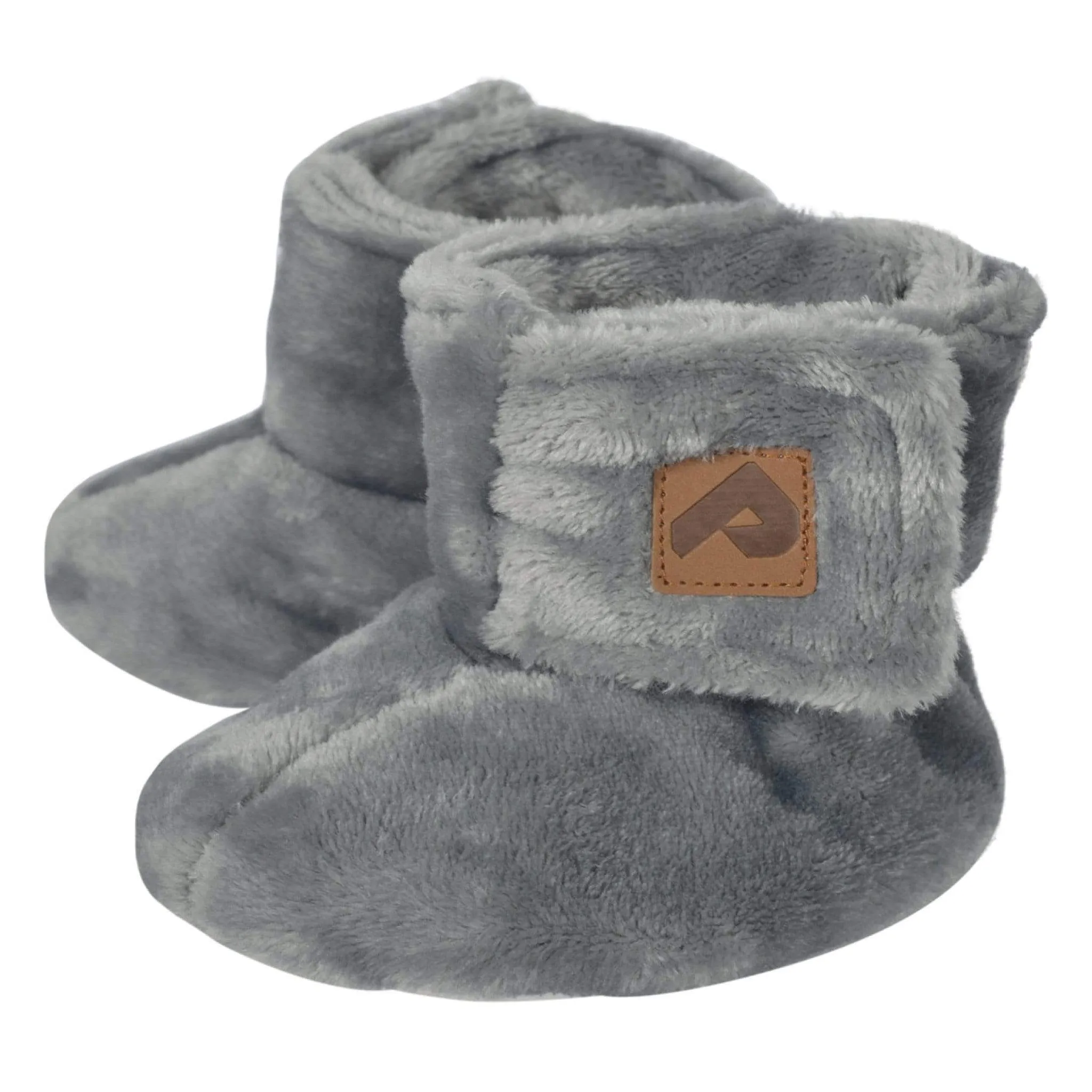 Double layer plush booties - Grey plush