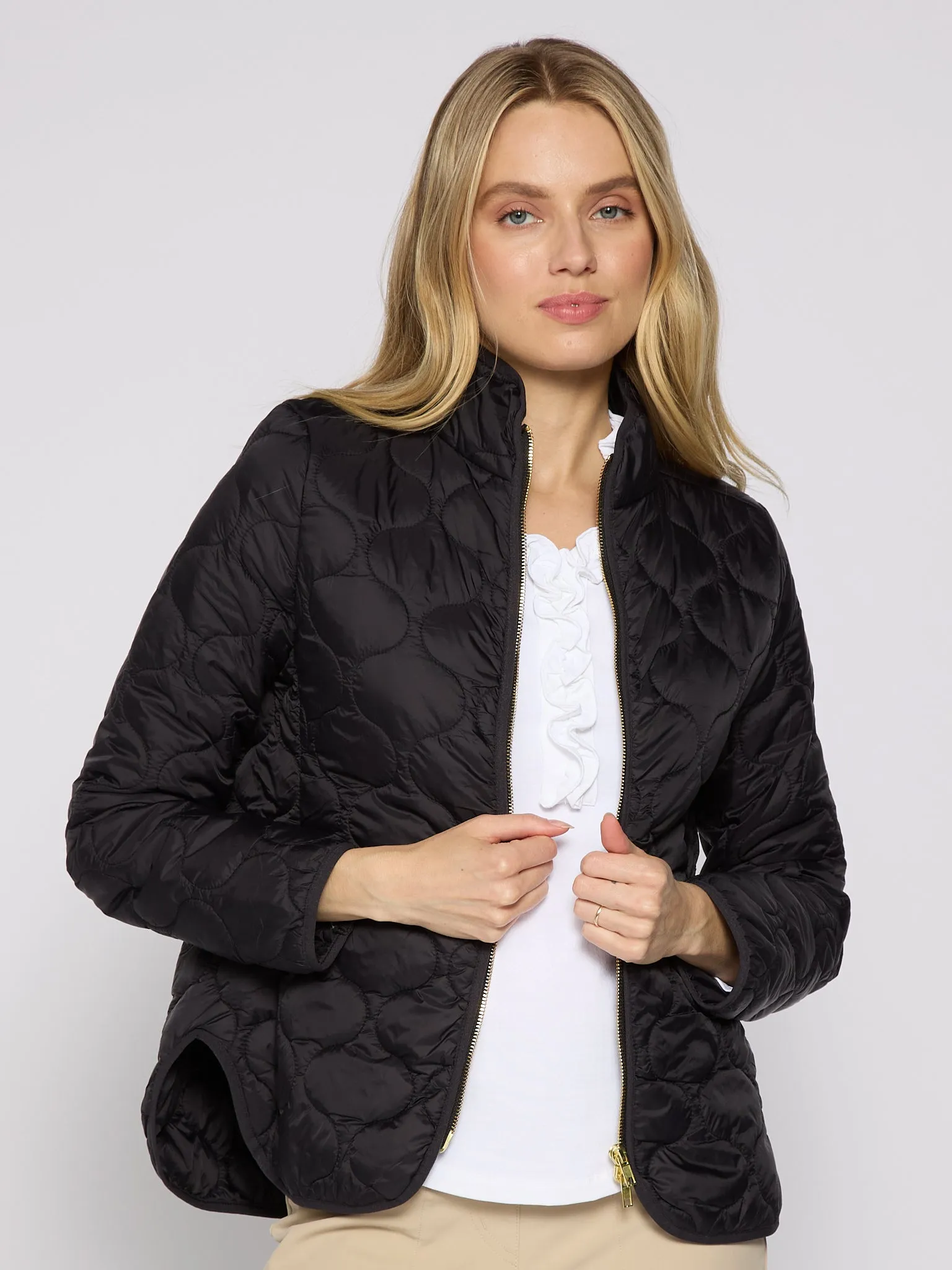 Double Zipper Padded Jacket In Black