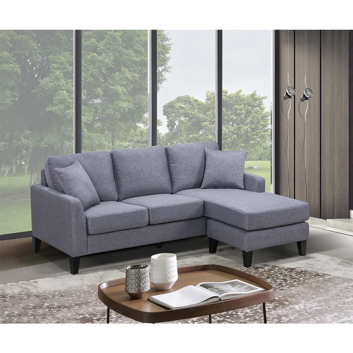 Douglas Grey Reversible Sofa Chaise with 2 Pillows