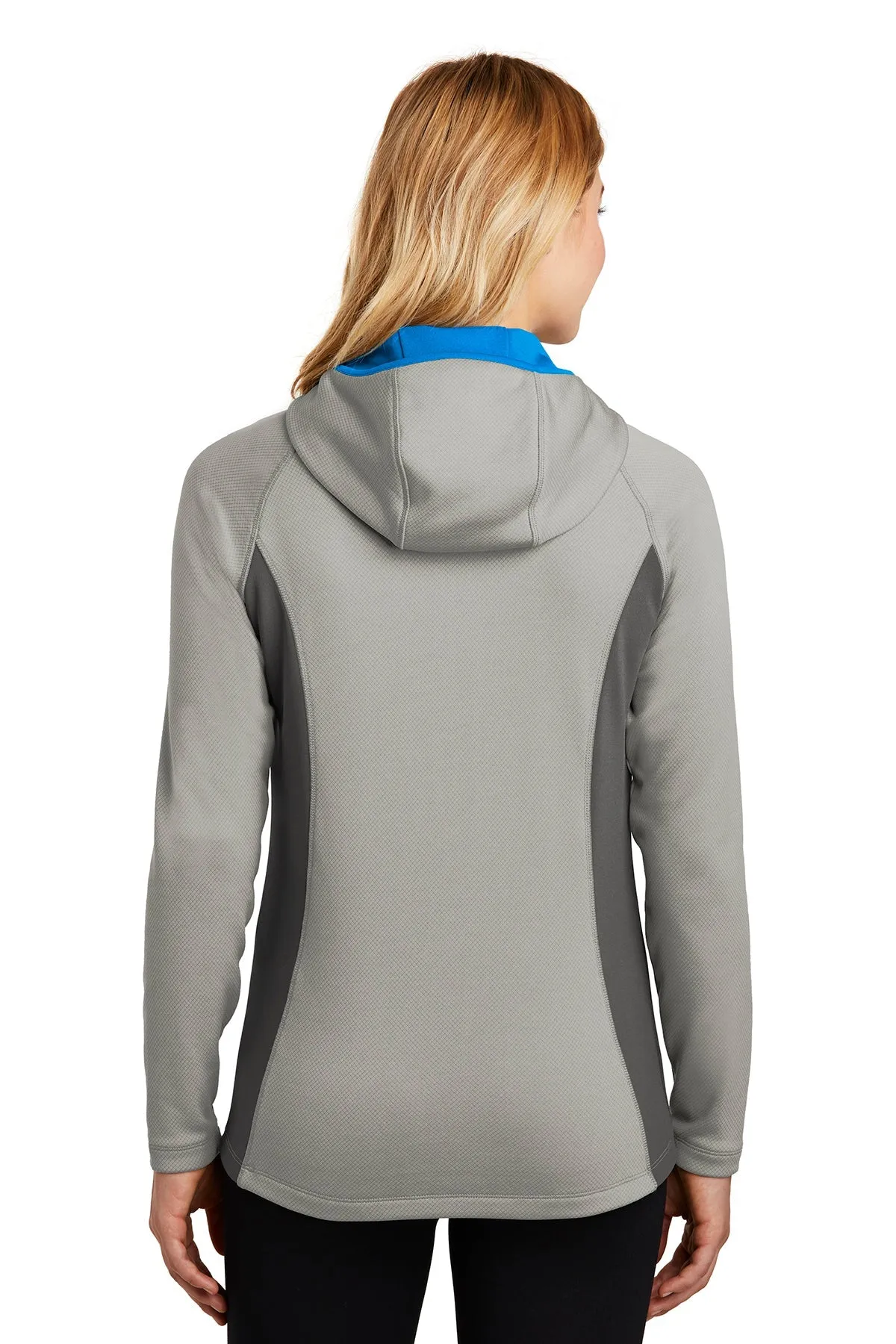 Eddie Bauer Ladies Sport Hooded Customized Fleece Jackets, Grey Cloud