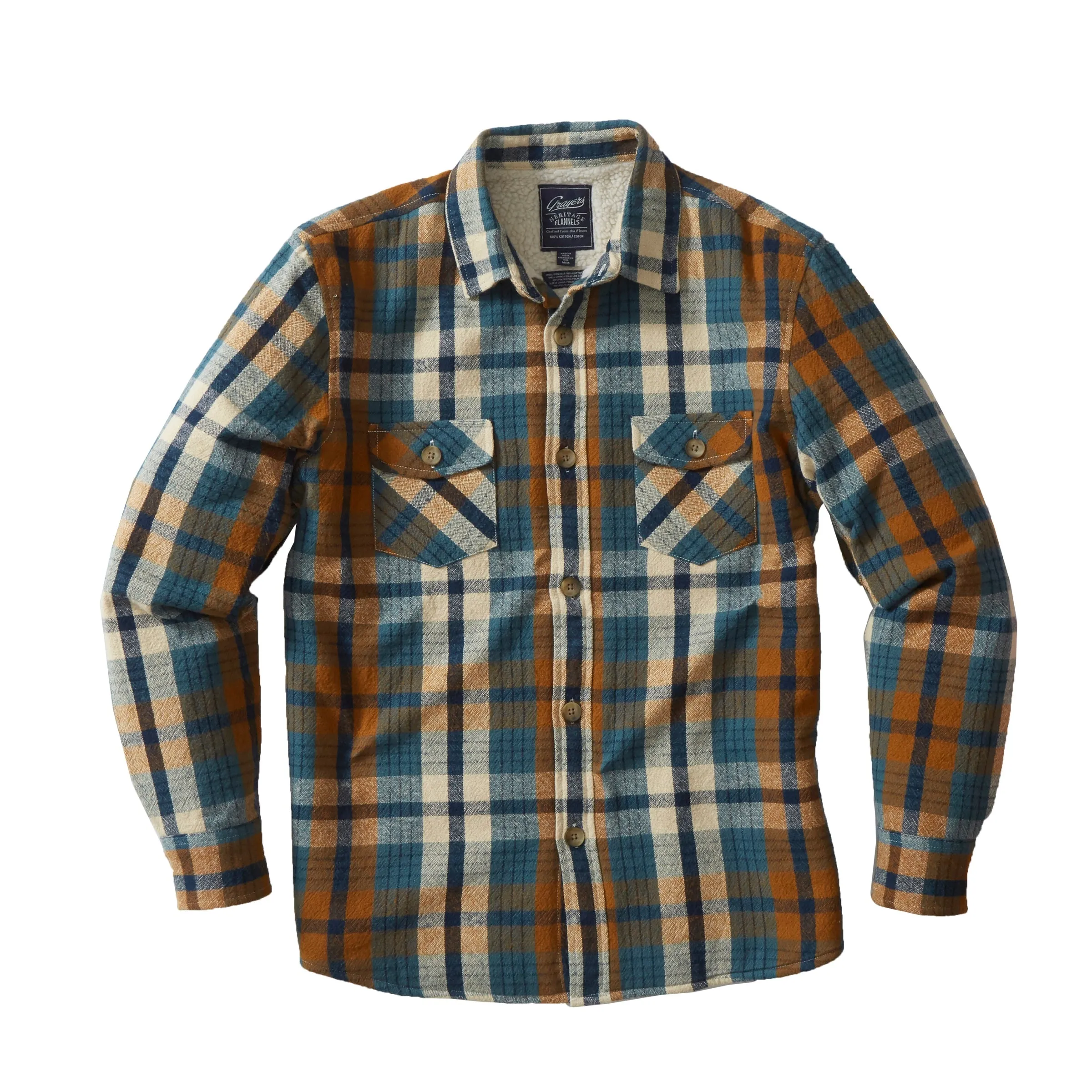 Edmund Sherpa Lined Shirt Jacket - Blue Biscuit