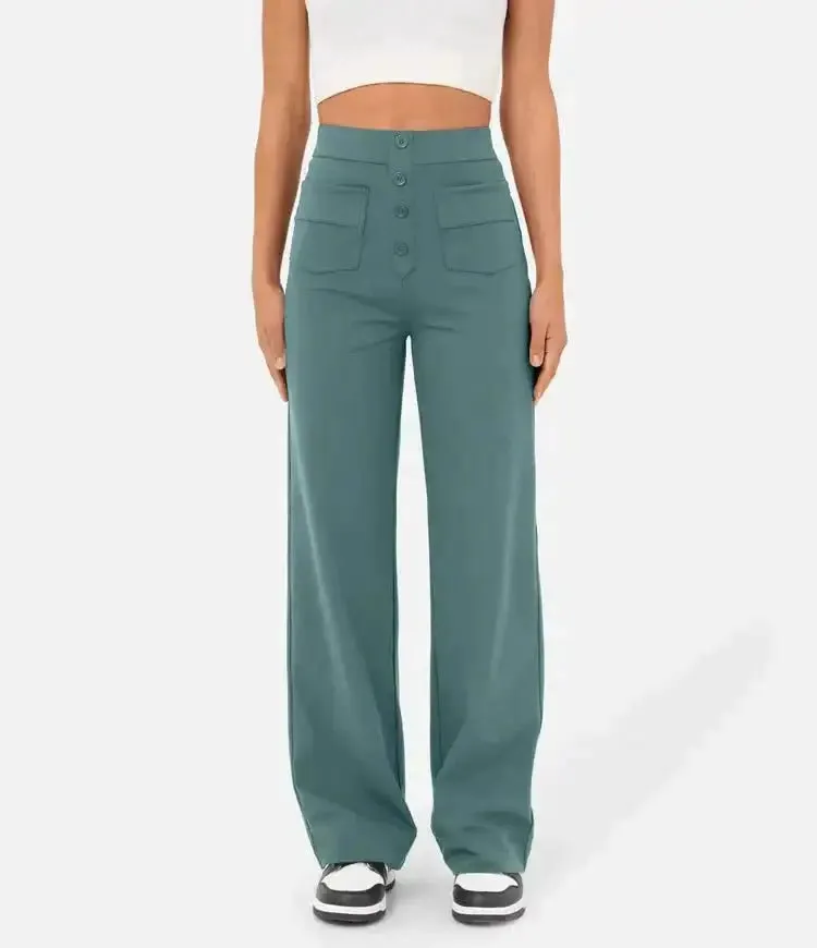 Elastic Relaxed High-Waisted Pants