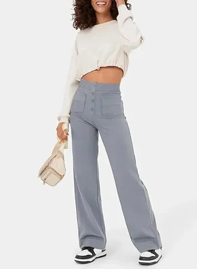 Elastic Relaxed High-Waisted Pants