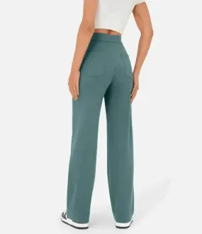 Elastic Relaxed High-Waisted Pants